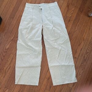 Banana Republic Women's Cream Striped Wide Leg Pants